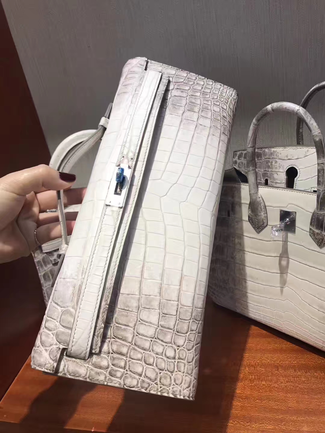 Luxury Hermes Himalaya Crocodile Leather Kelly Cut Evening Bag Clutch Bag31cm