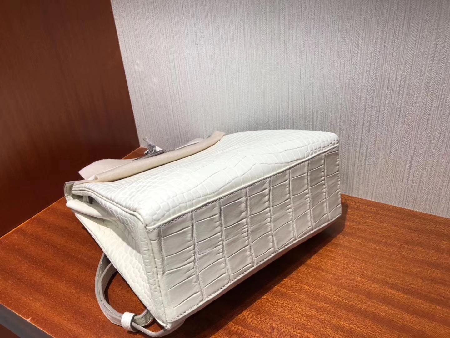 Sale Hermes 8L Beton White Alligator Matt Crocodile Kelly Ado Backpack Silver Hardware