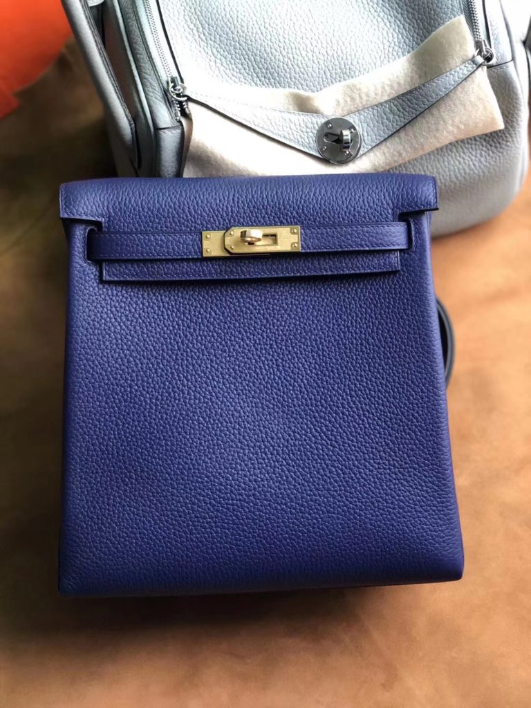 Hermes M3 Blue Encre Kelly Ado Backpack Shoulder Bag 22cm