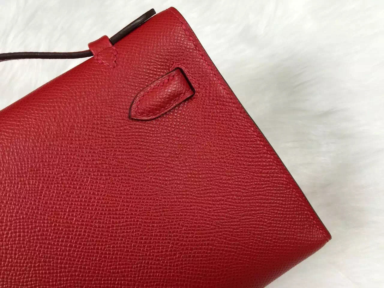 Cheap Hermes Mini Kelly Q5 Chinese Red Epsom Calfskin Leather Ladies&#8217; Handbag