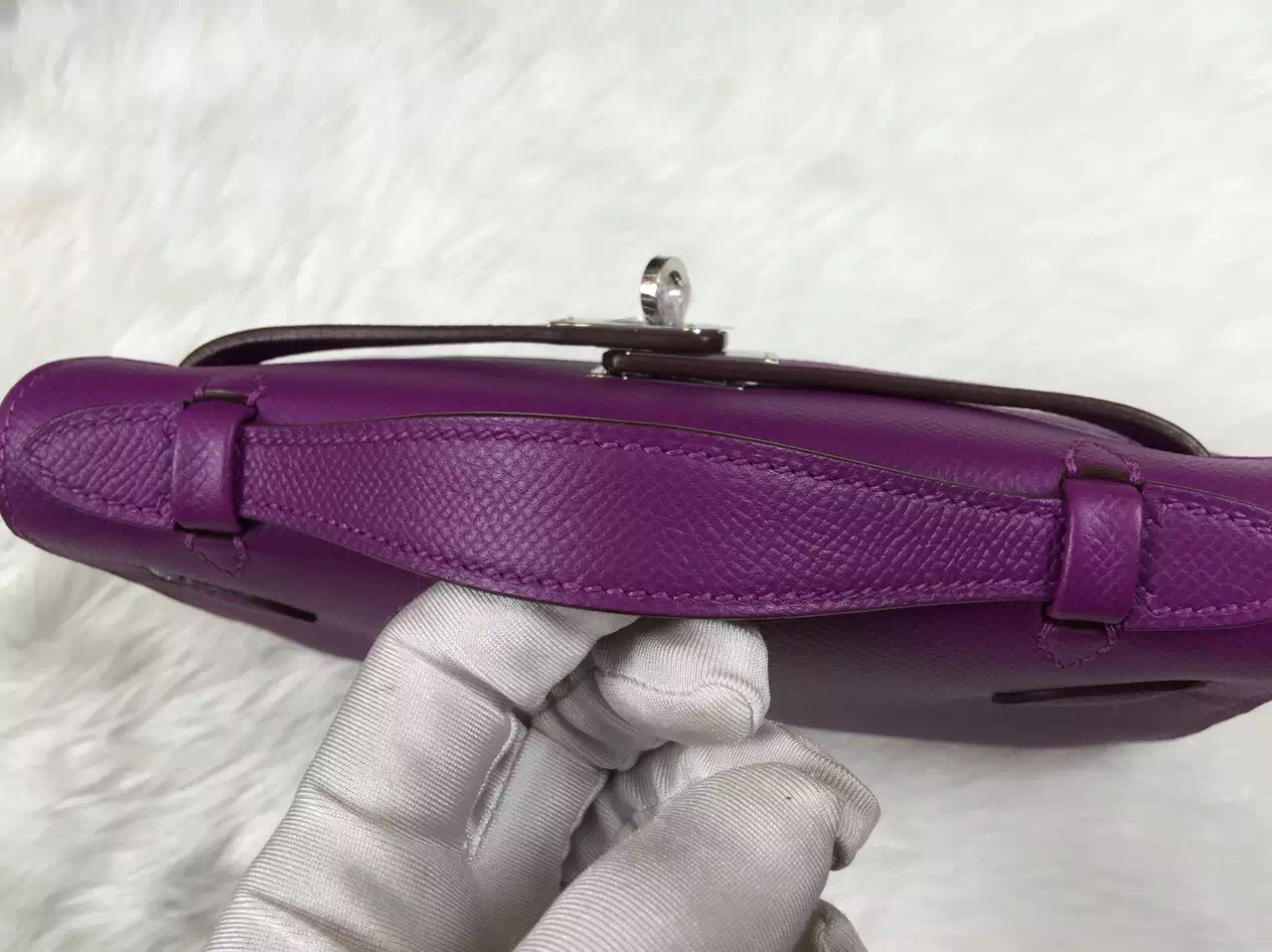 New Fashion Bag Hermes Mini Kelly Bag P9 Anemone Purple Epsom Leather Tote Bag