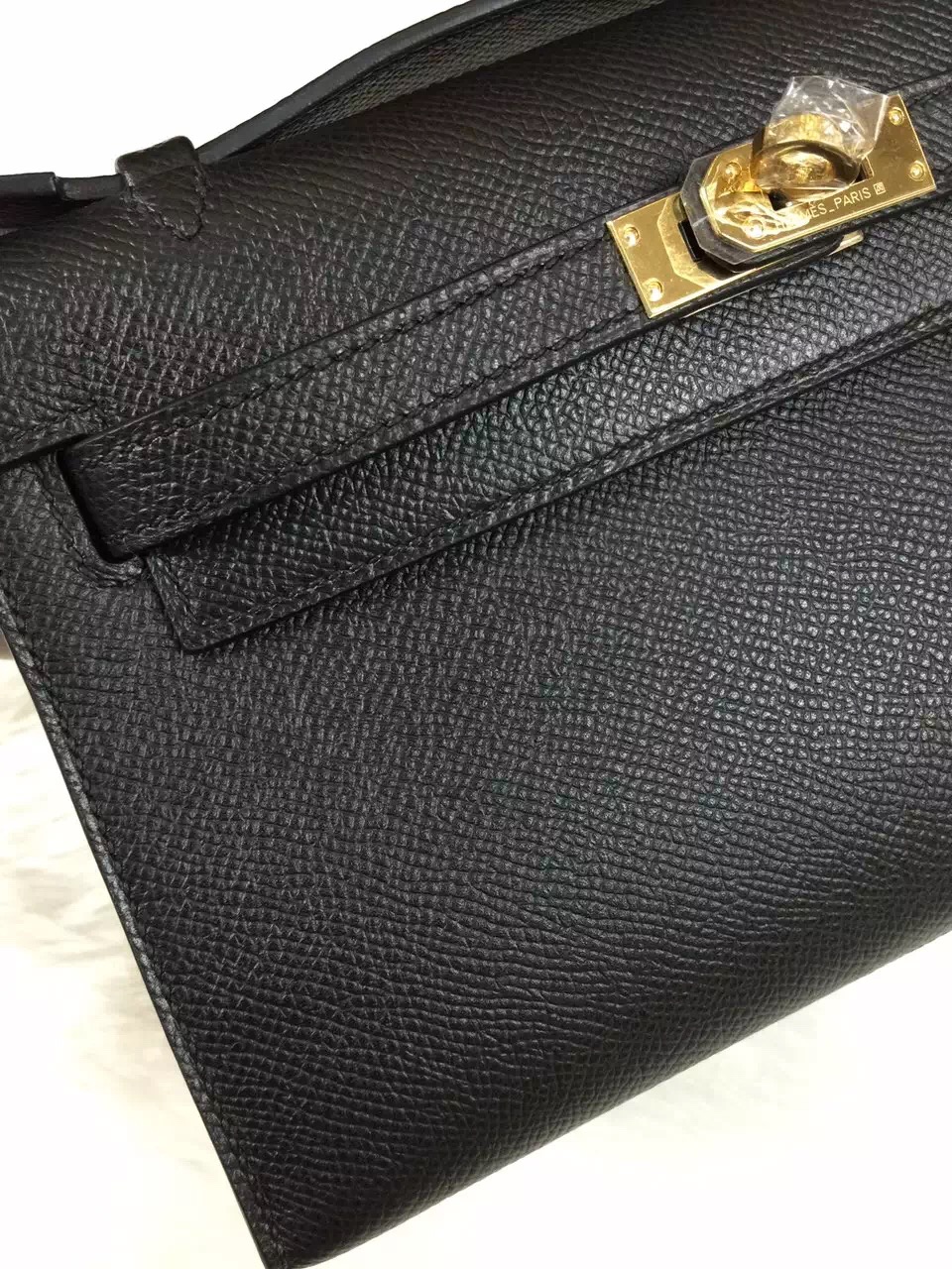 Discount Hermes Black Epsom Leather Mini Kelly Bag Gold Hardware Online
