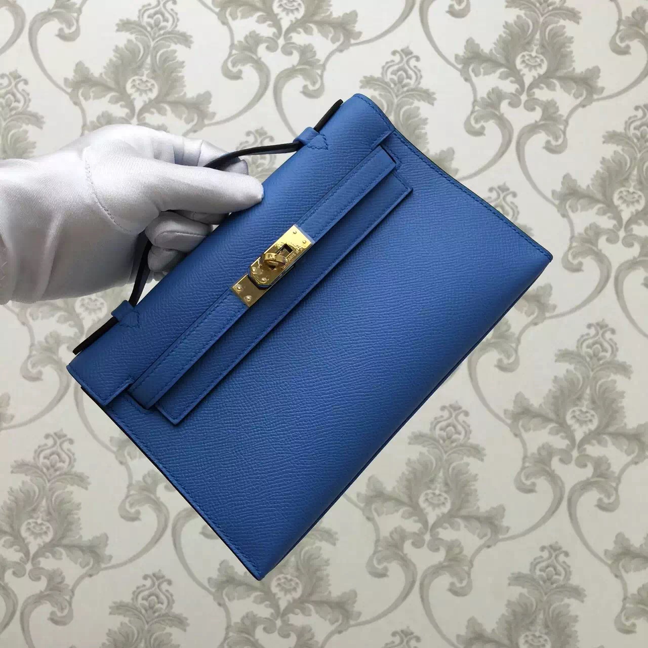Hand Stitching Hermes 2T Blue Paradise Epsom Leather Mini Kelly