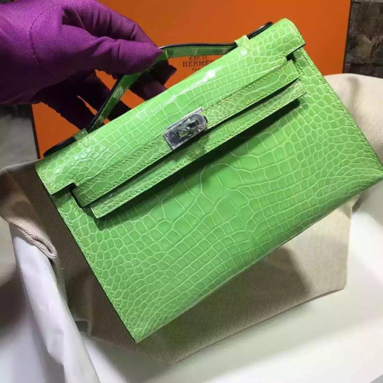 Hermes Green Crocodile Skin Mini Kelly Bag Womens Tote Bag