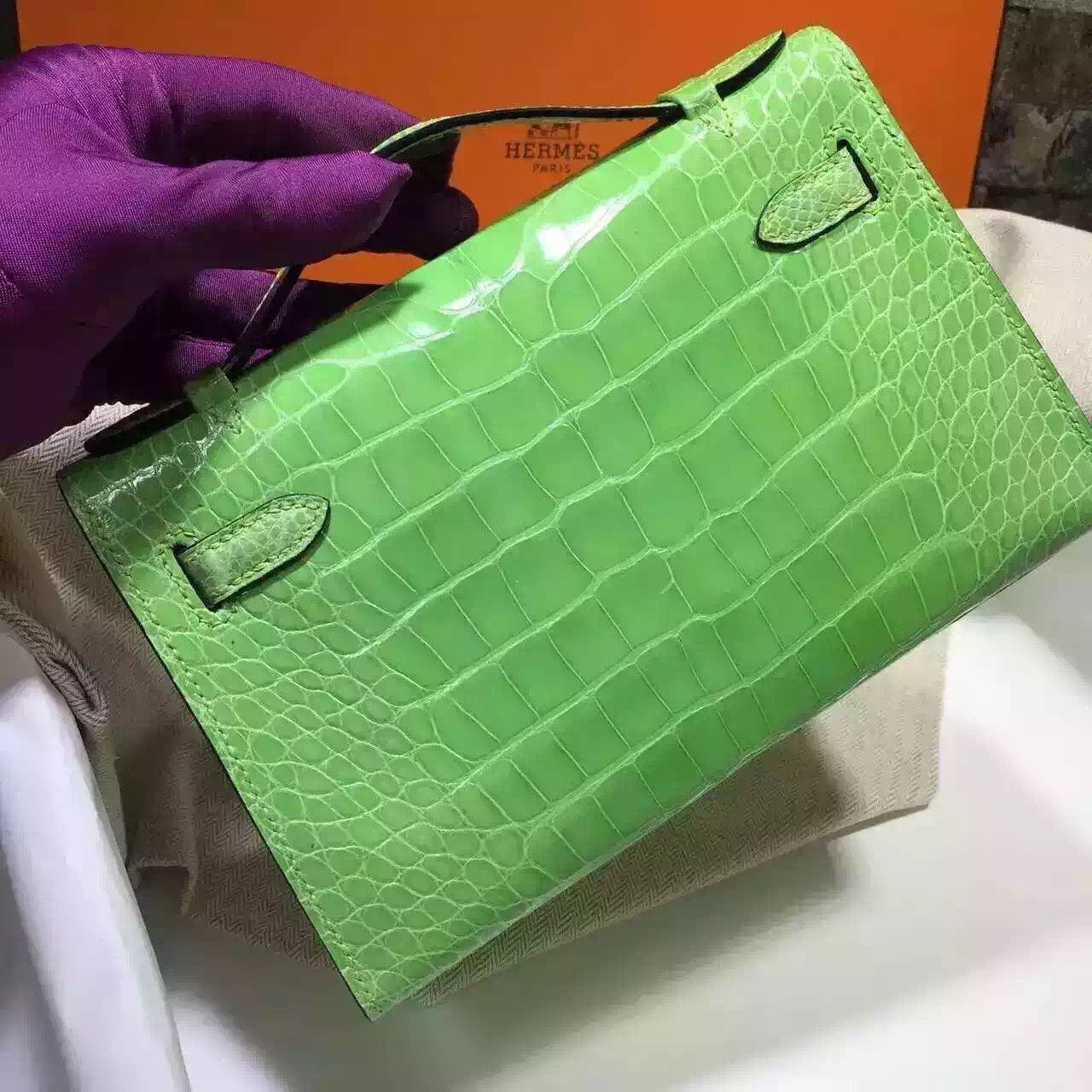 Wholesale Hermes Green Crocodile Skin Mini Kelly Bag Women&#8217;s Tote Bag