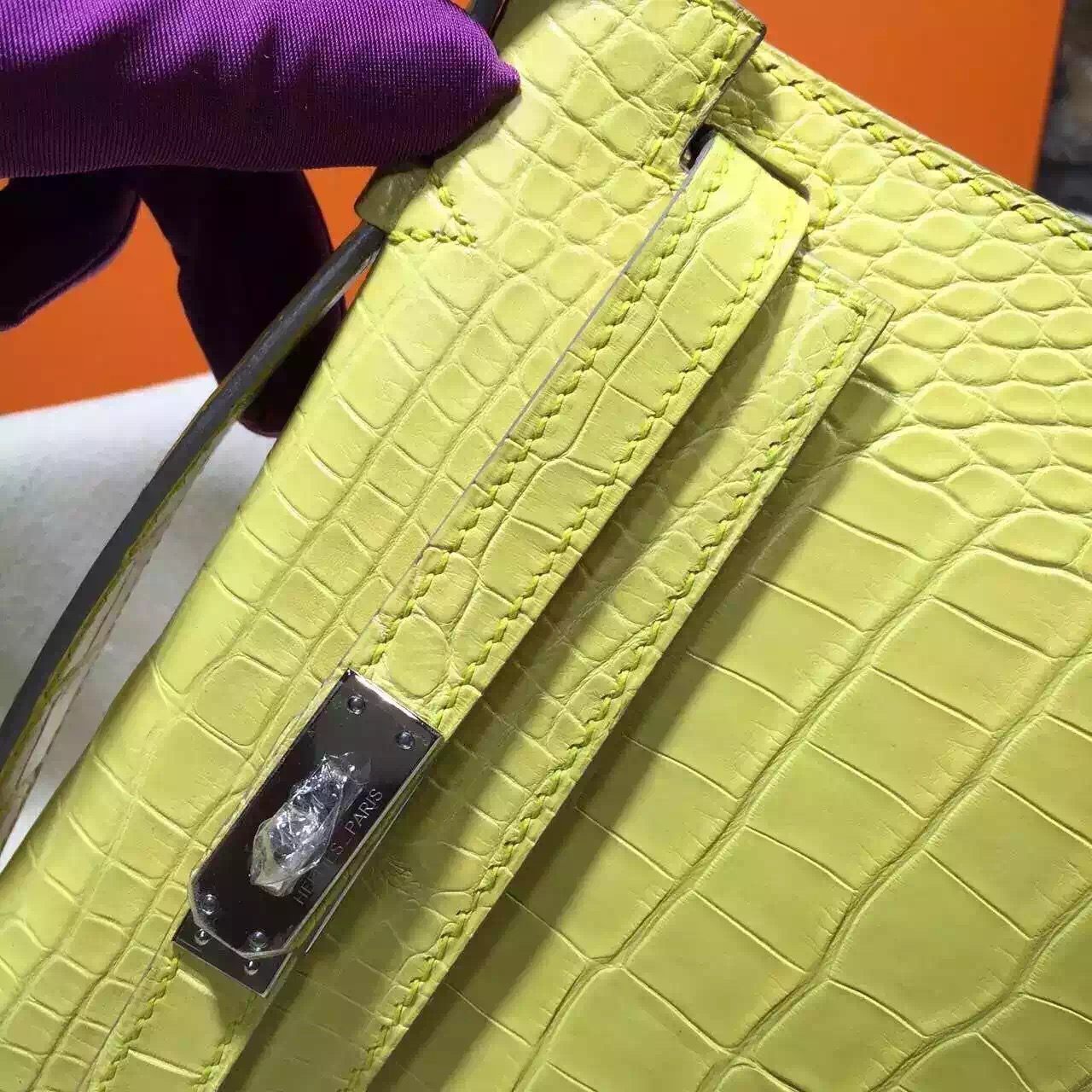 Discount Hermes Crocodile Skin Mini Kelly Bag in 9K Lemon Yellow Women&#8217;s Clutch