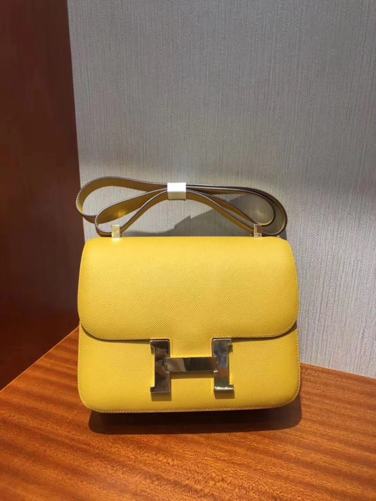Hermes 9D Ambre Yellow Epsom Calf Constance Bag 23CM Gold Hardware