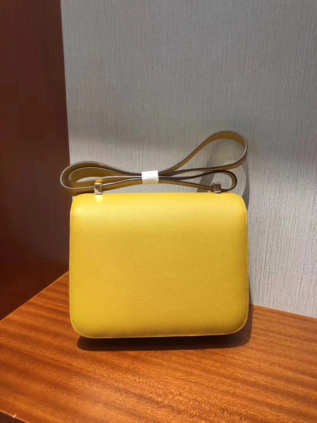 Sale Hermes 9D Ambre Yellow Epsom Calf Constance Bag23CM Gold Hardware