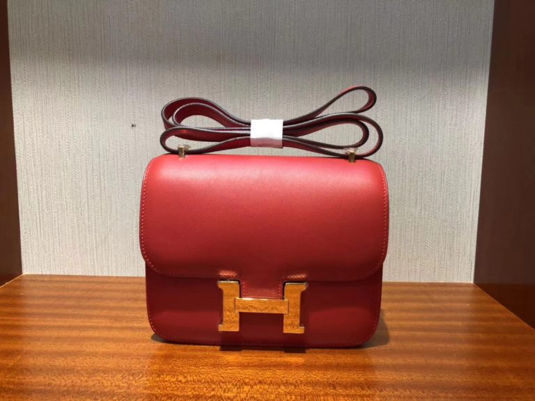 Hermes S5 Rouge Tomate Swift Calf Constance 18CM Bag Gold Hardware