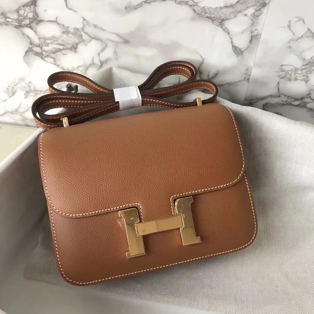 Wholesale Hermes 1H Toffee Color Epsom Calf Constance19CM Shoulder Bag