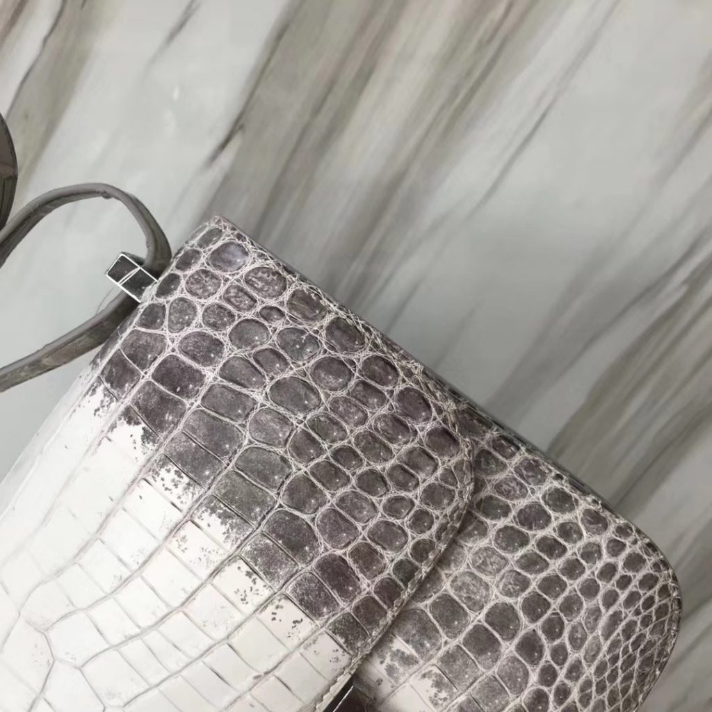 Noble Hermes Himalaya Crocodile Leather Constance24CM Shoulder Bag Silver Hardware