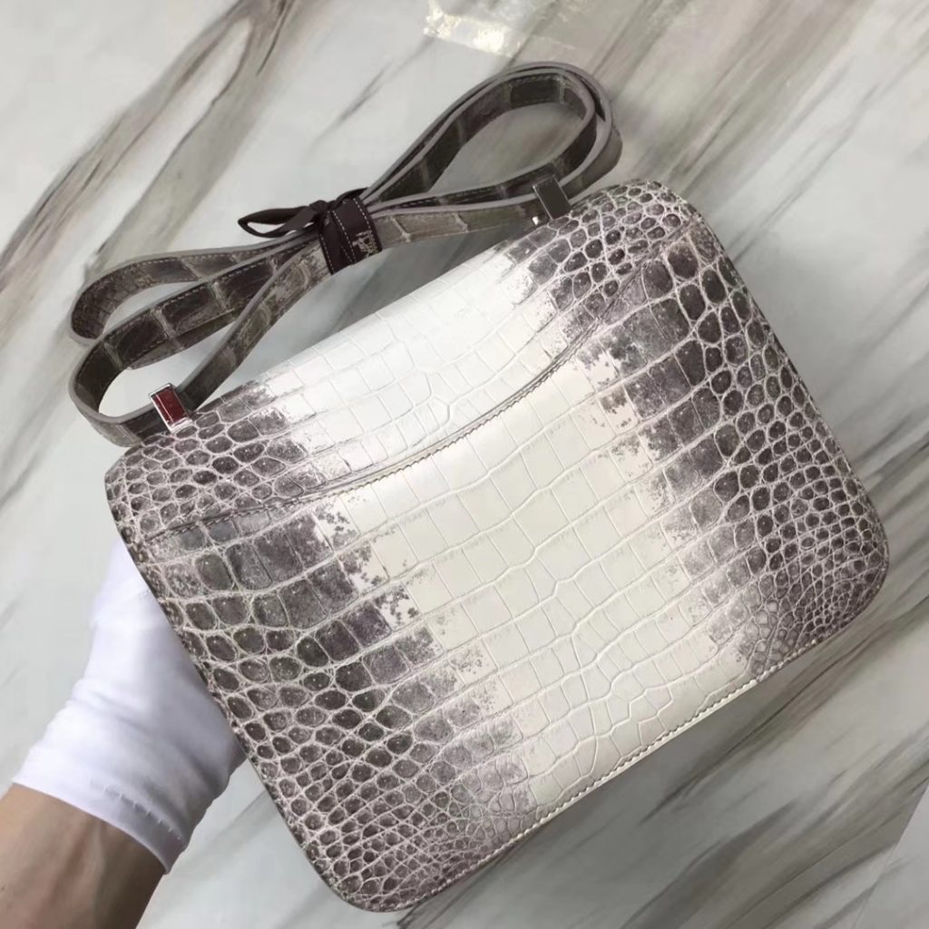 Noble Hermes Himalaya Crocodile Leather Constance24CM Shoulder Bag Silver Hardware