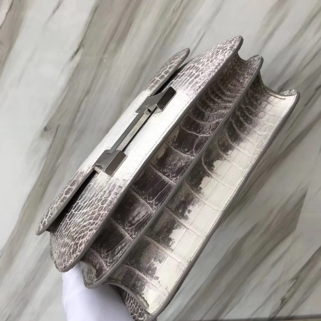 Noble Hermes Himalaya Crocodile Leather Constance24CM Shoulder Bag Silver Hardware