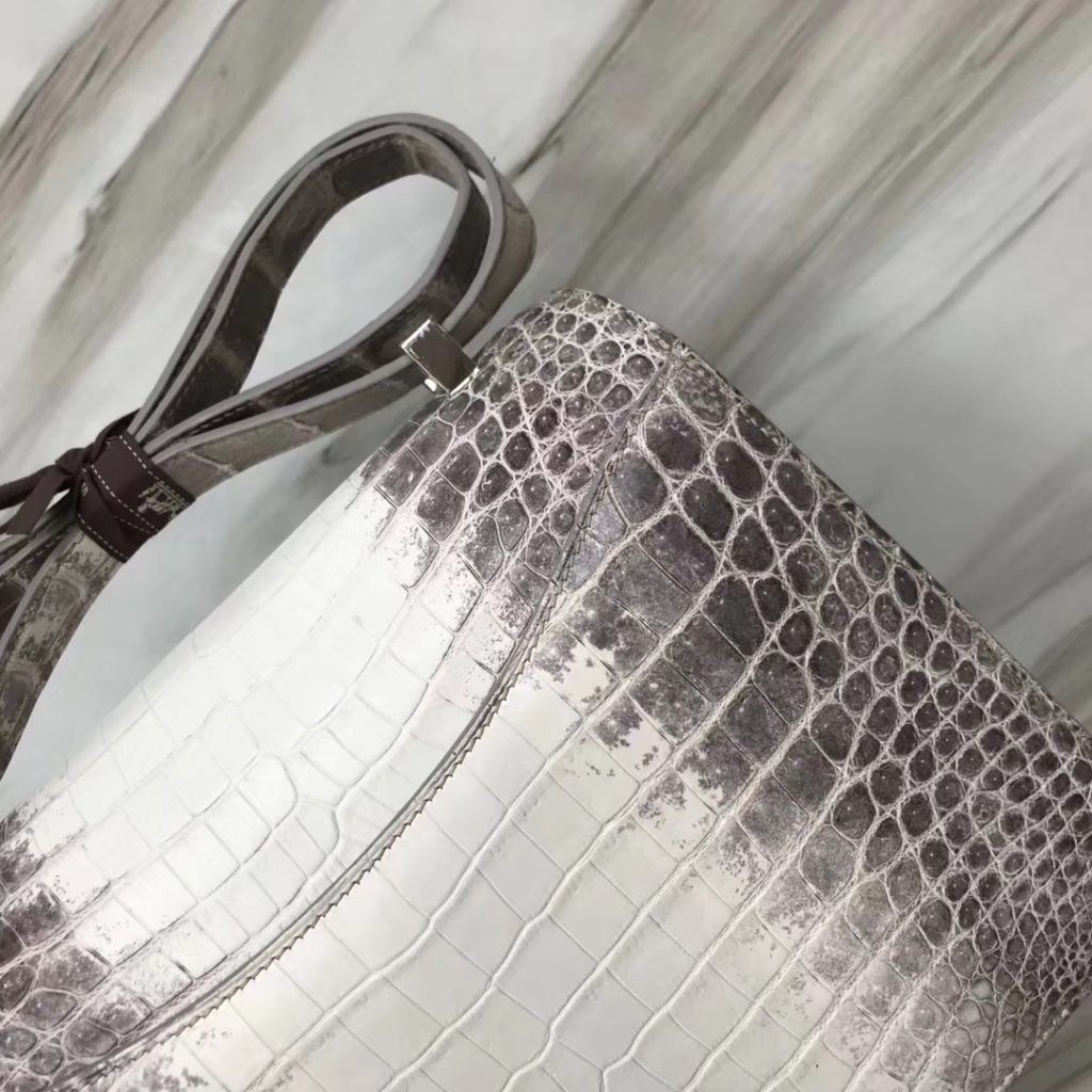 Noble Hermes Himalaya Crocodile Leather Constance24CM Shoulder Bag Silver Hardware