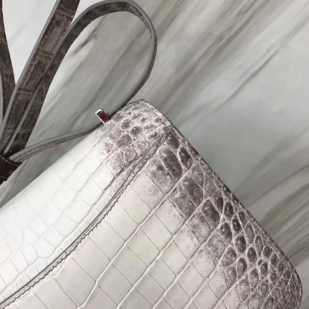 Noble Hermes Himalaya Crocodile Leather Constance18CM Shoulder Bag Silver Hardware