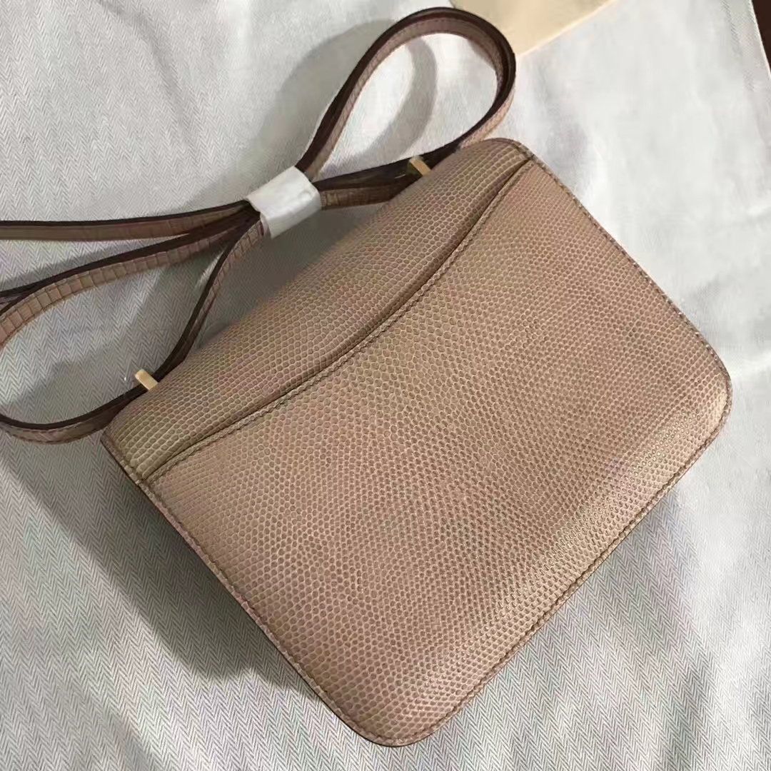 Customization Hermes Lizard Constance Bag18CM in Apricot Gold Hardware