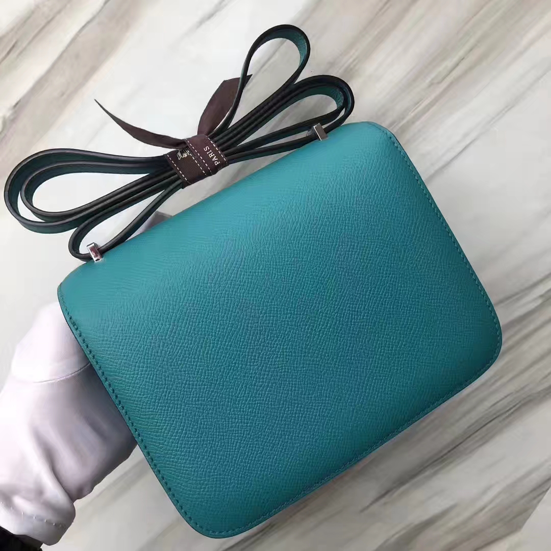 Stock Fashion Hermes Constance18CM Bag 7F Blue Paon Epsom Calf Mint Green Inner