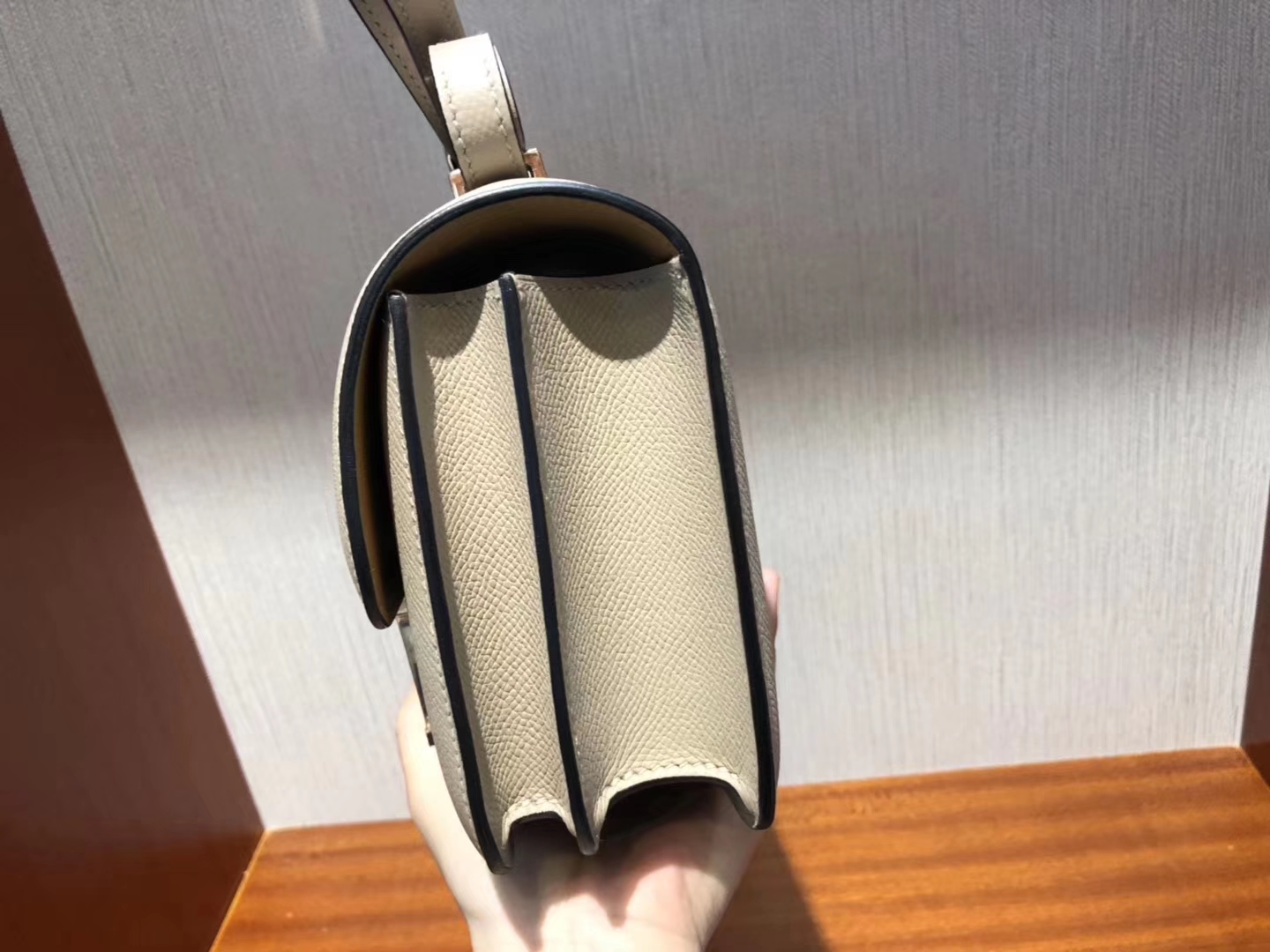 Sale Hermes S2 Gris Trench Epsom Calf Constance Bag18CM Rose Gold Hardware