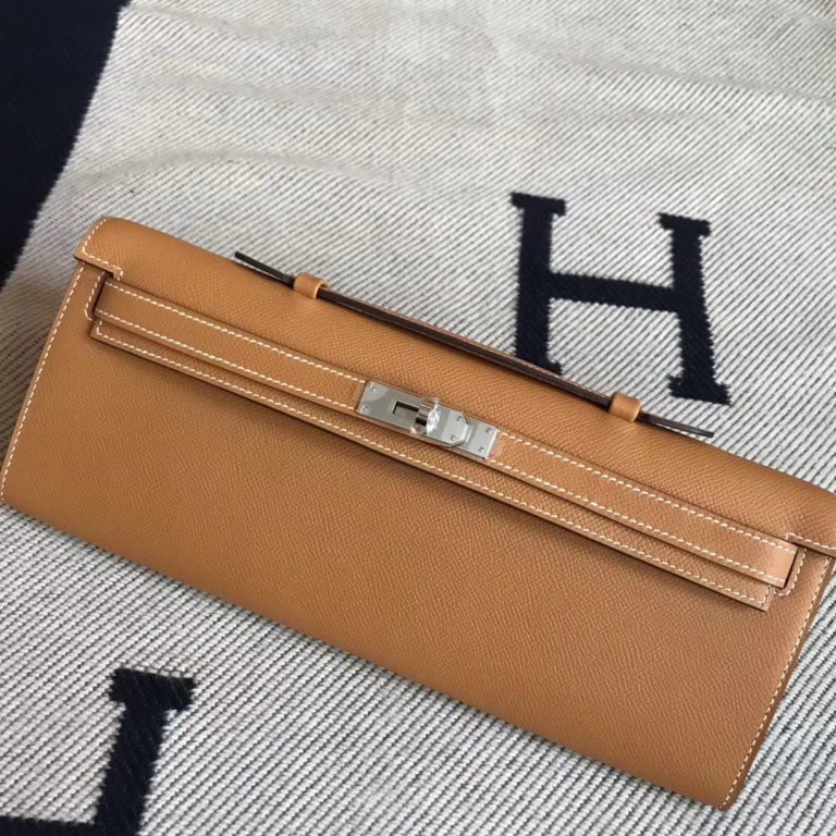 Hermes Epsom Calfskin Leather Kelly Cut Evening Bag  31CM