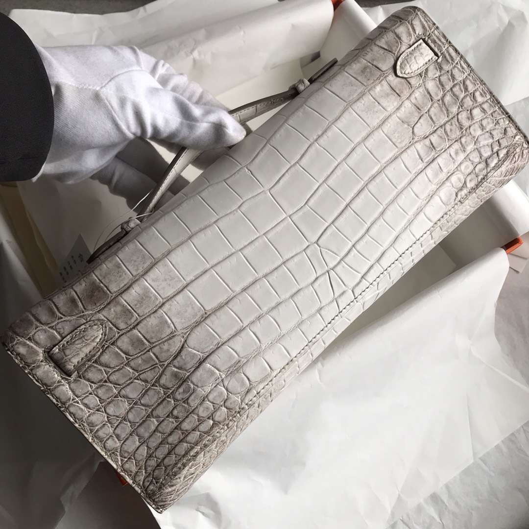 On Sale Hermes Himalaya Crocodile Leather Kelly Cut Clutch Bag Silver Hardware