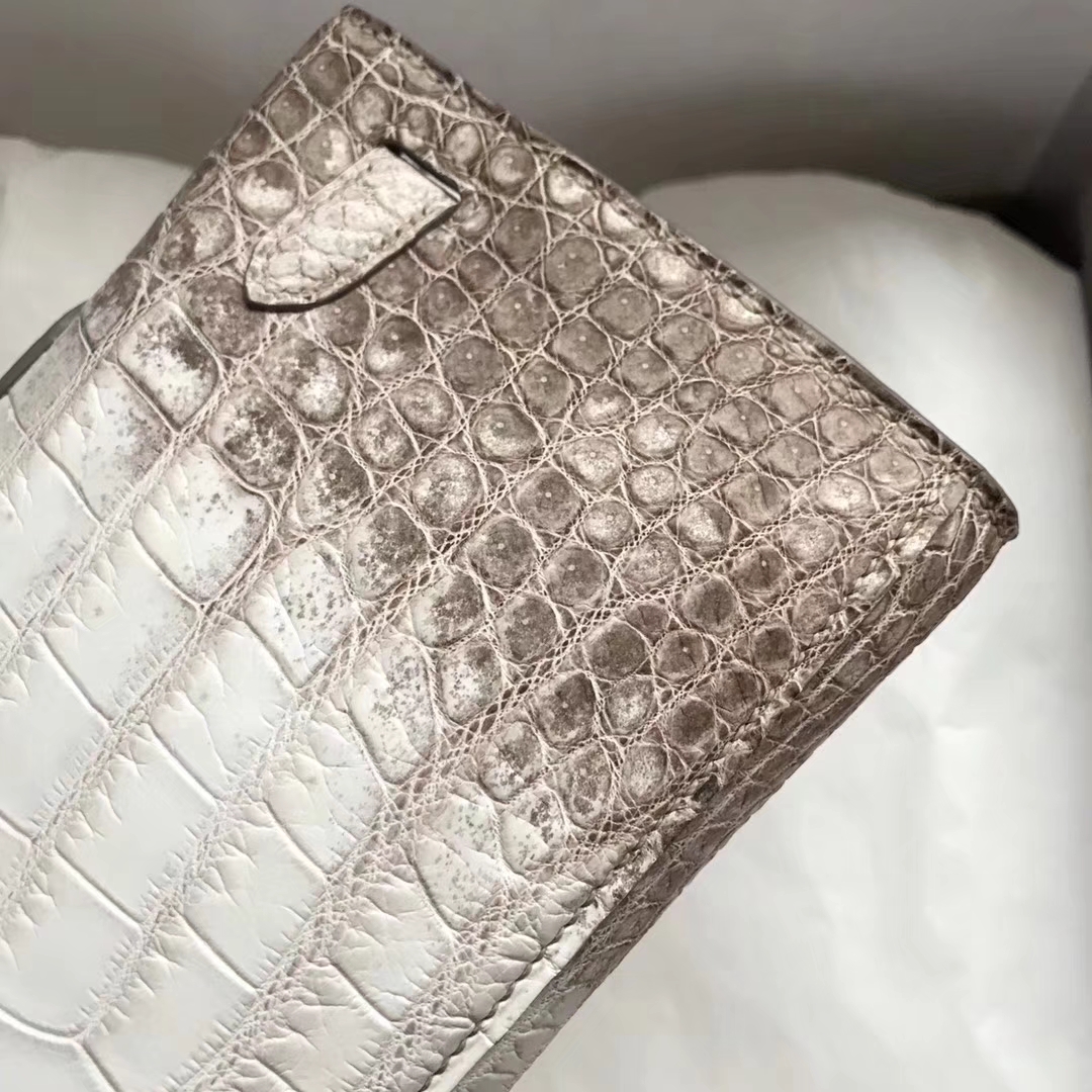 Elegant Hermes Himalaya Crocodile Leather Kelly Cut Evening Clutch Bag
