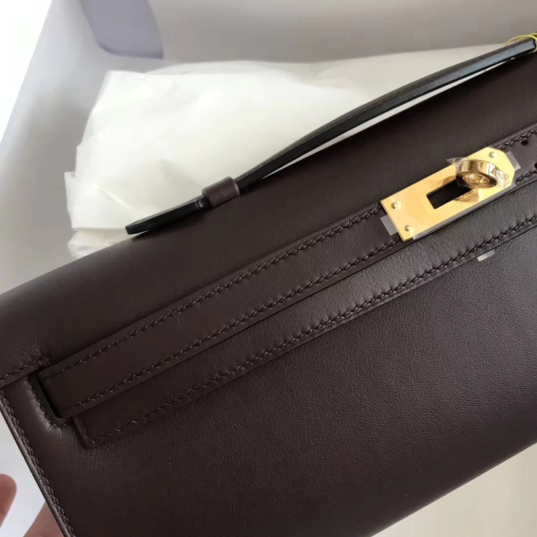Discount Hermes CK57 Bordeaux Swift Calf Leather Kelly Cut Clutch Bag