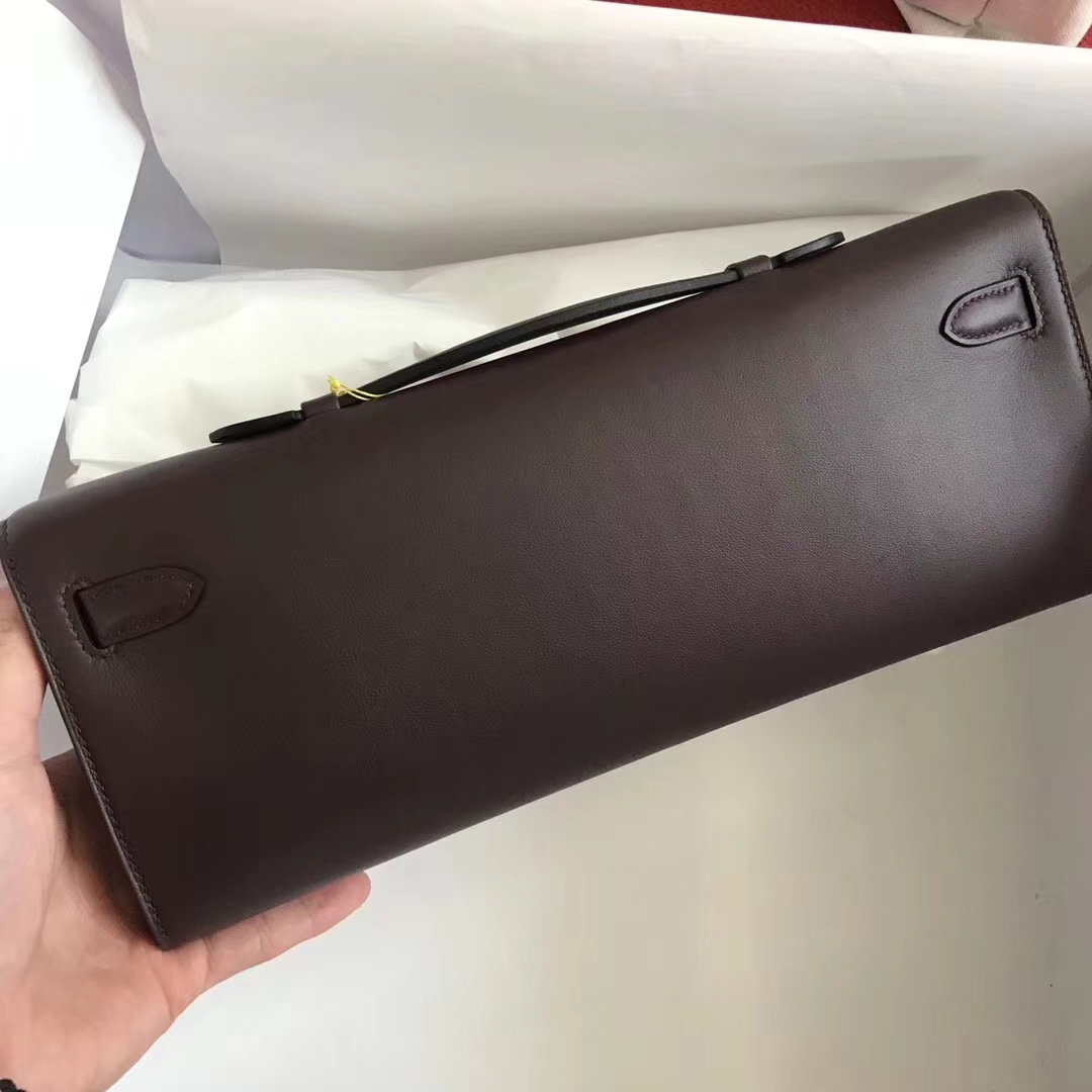 Discount Hermes CK57 Bordeaux Swift Calf Leather Kelly Cut Clutch Bag