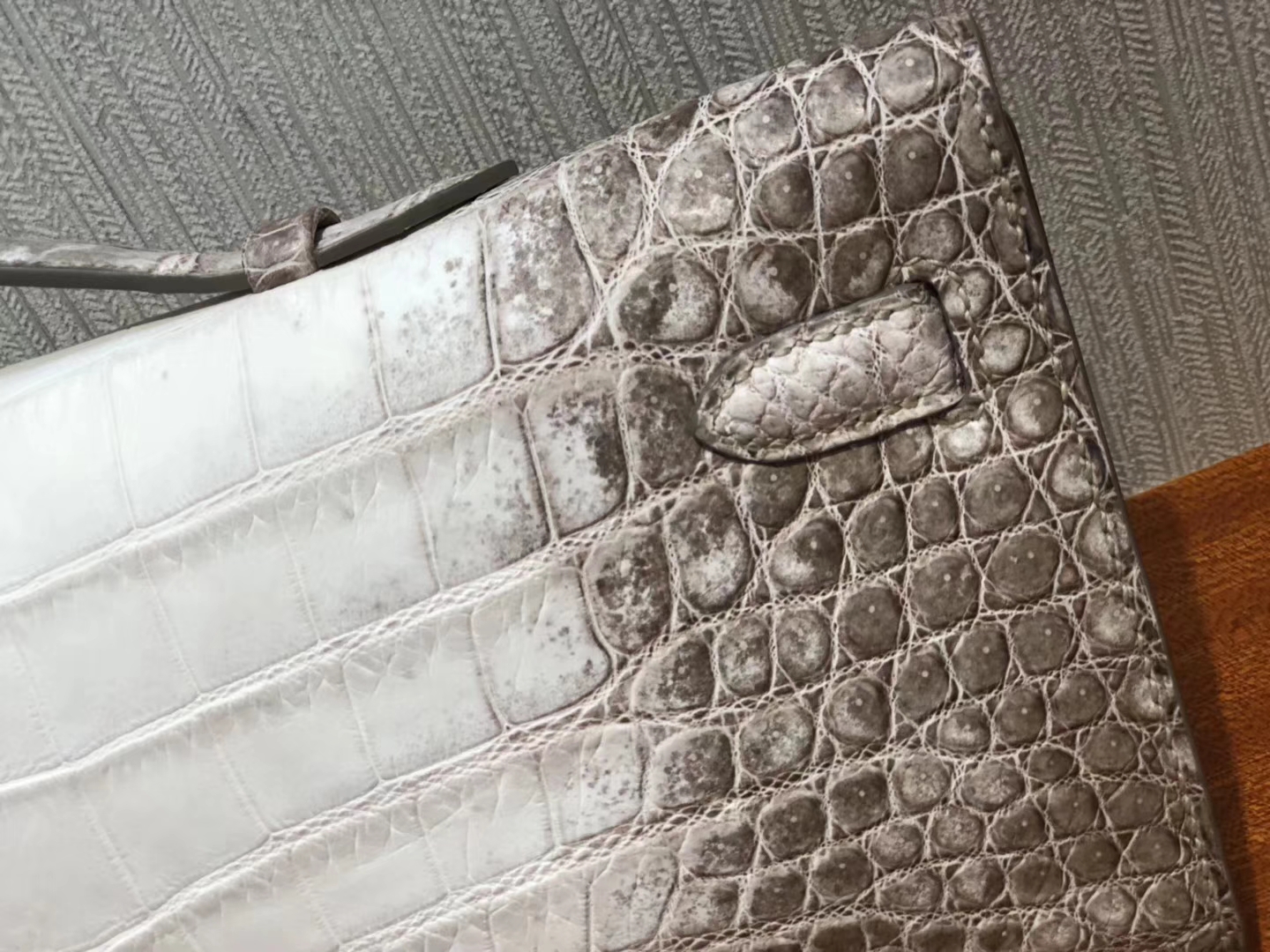 Noble Hermes Himalaya Color Crocodile Leather Kelly Cut Clutch Bag31CM