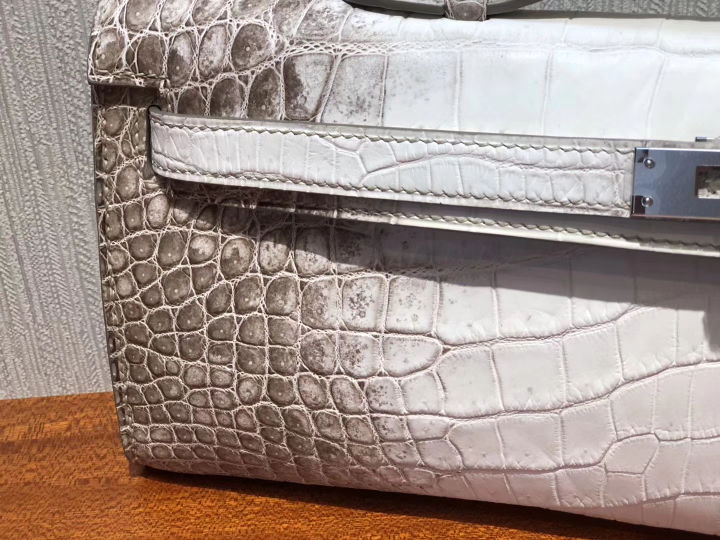 Noble Hermes Himalaya Color Crocodile Leather Kelly Cut Clutch Bag31CM