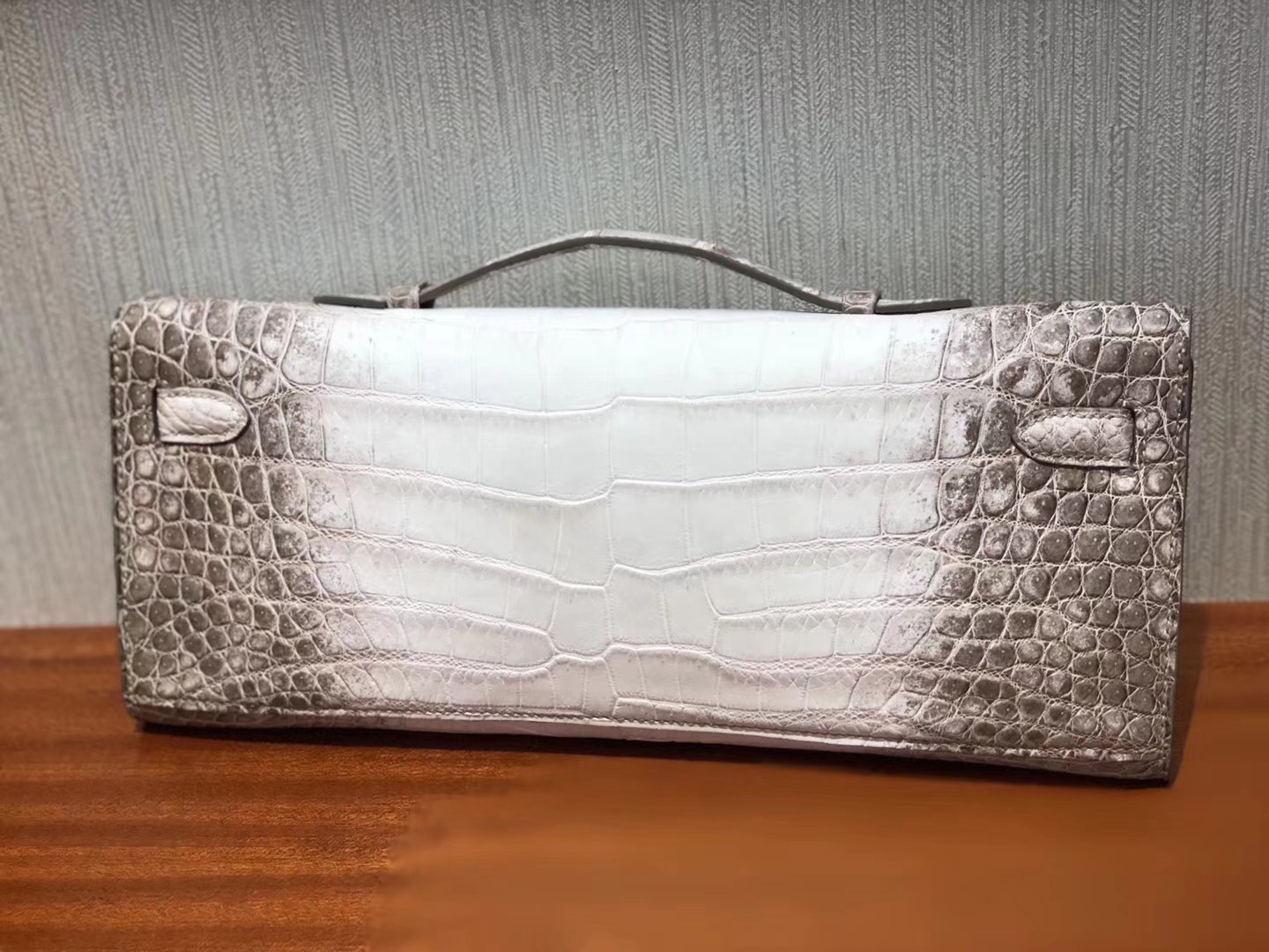 Noble Hermes Himalaya Color Crocodile Leather Kelly Cut Clutch Bag31CM