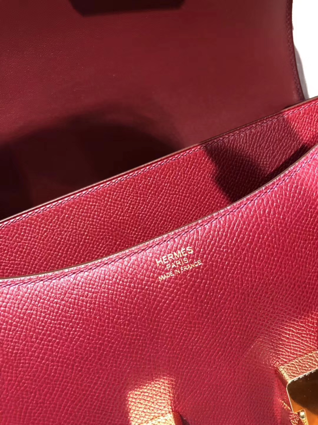 Wholesale Hermes K1 Rouge Grenade Epsom Calf Constance24CM Bag Gold Hardware