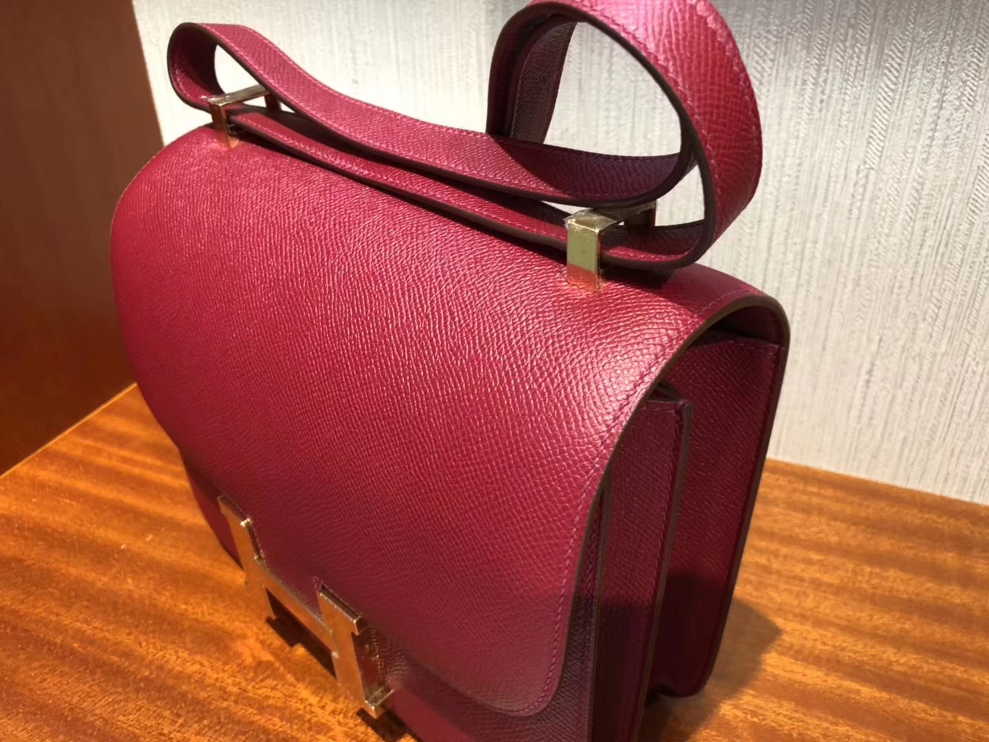 Wholesale Hermes K1 Rouge Grenade Epsom Calf Constance24CM Bag Gold Hardware