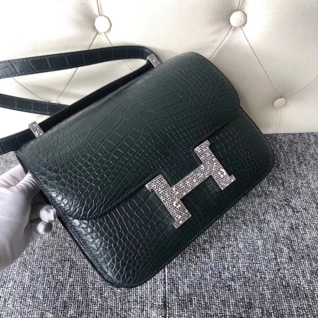 Customize Hermes 1T Vert Tipien Matt Crocodile Constance24CM Bag Himala Lizard Hardware