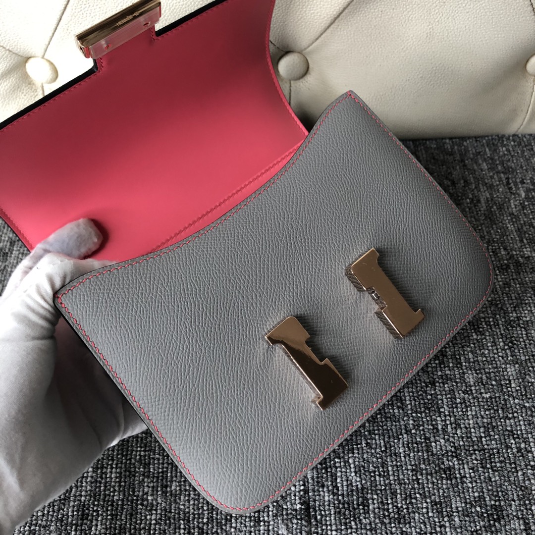 Customize Hermes 8U Blue Glacier/Rose Lipstick inner Epsom Constance18CM Bag