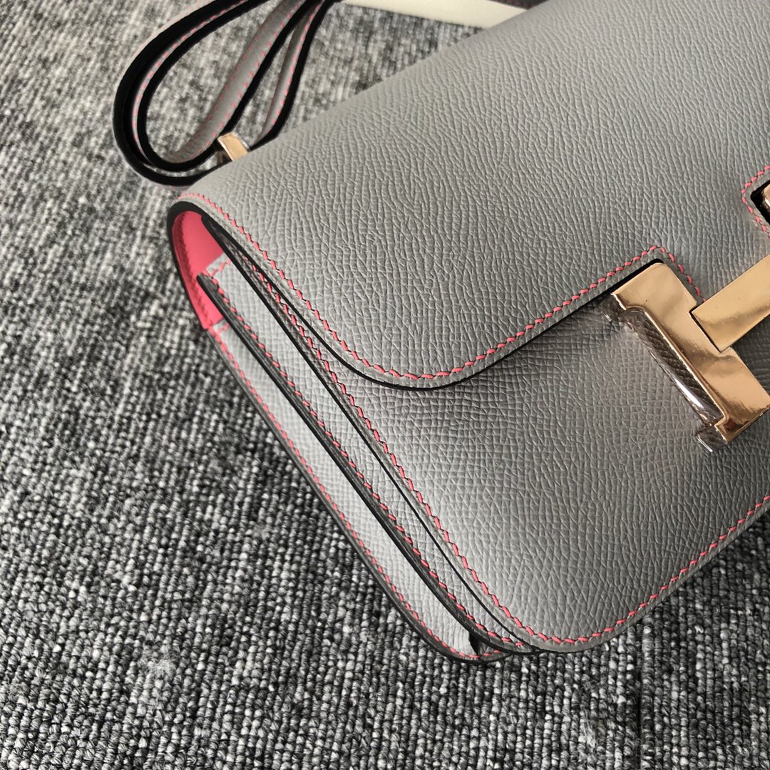 Customize Hermes 8U Blue Glacier/Rose Lipstick inner Epsom Constance18CM Bag