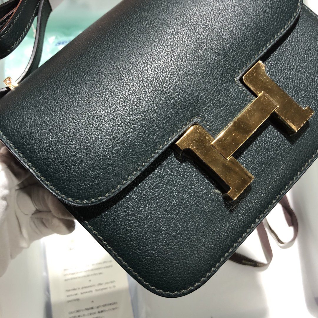Customize Hermes 2Q Vert Tipien Evercolor Constance Bag18cm Gold Hardware
