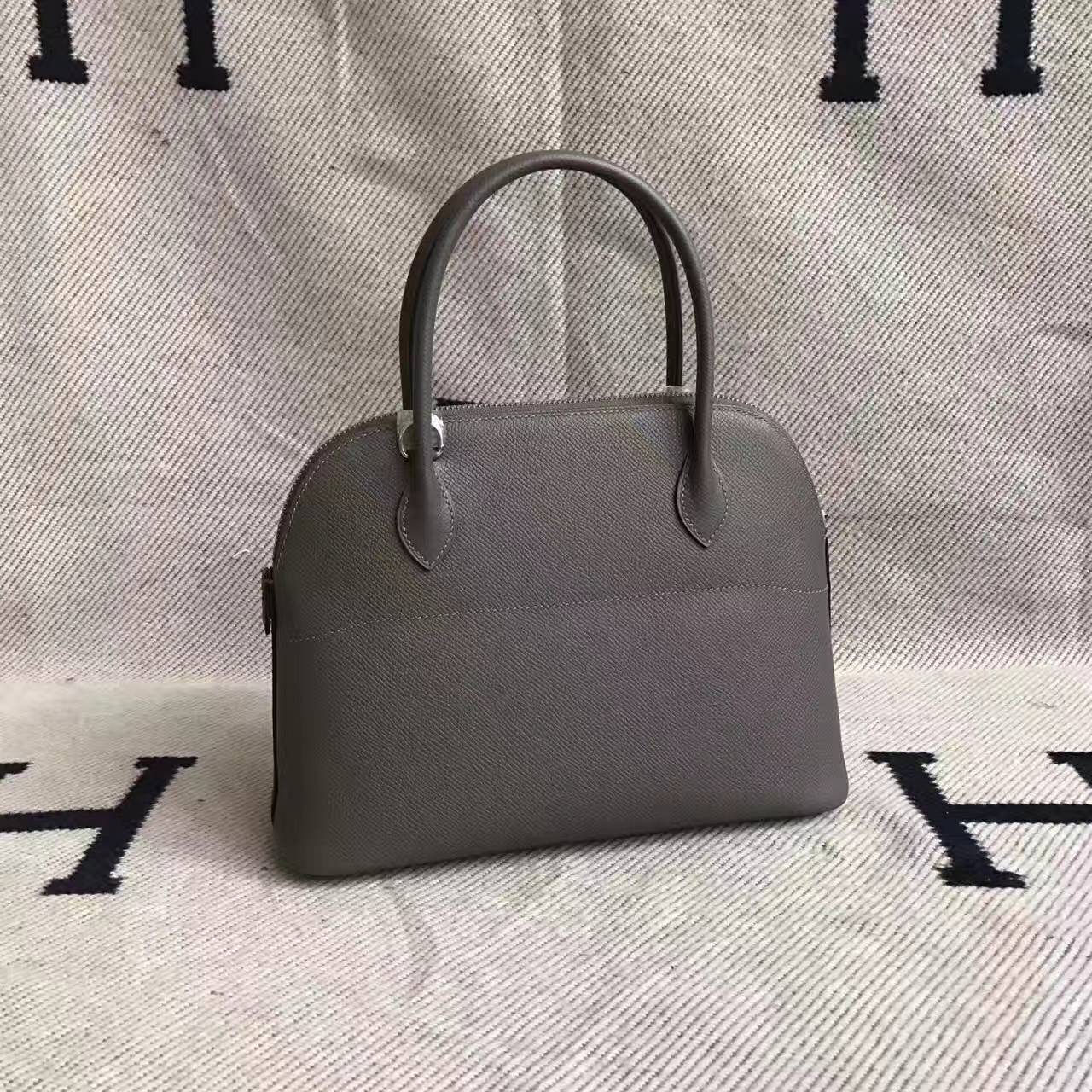 Wholesale Hermes 8F Etain Grey Epsom Leather Bolide Bag 27cm