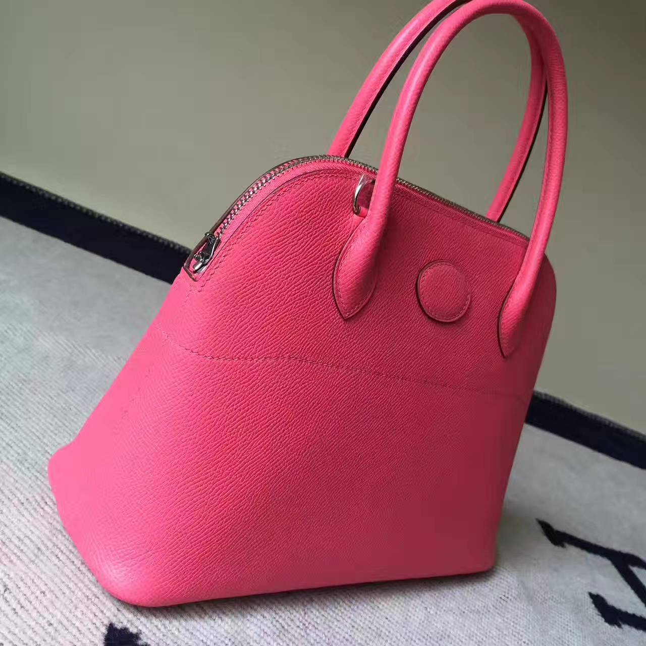 Discount Hermes 8W Rose Azalee Epsom Leather Bolide Tote Bag 27cm