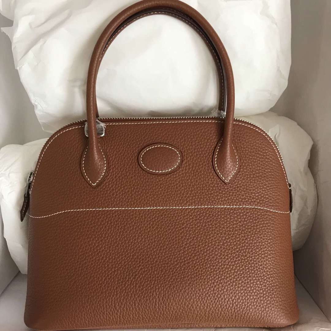 Wholesale Hermes CK37 Gold Togo Calfskin Bolide Tote Bag27CM Silver Hardware