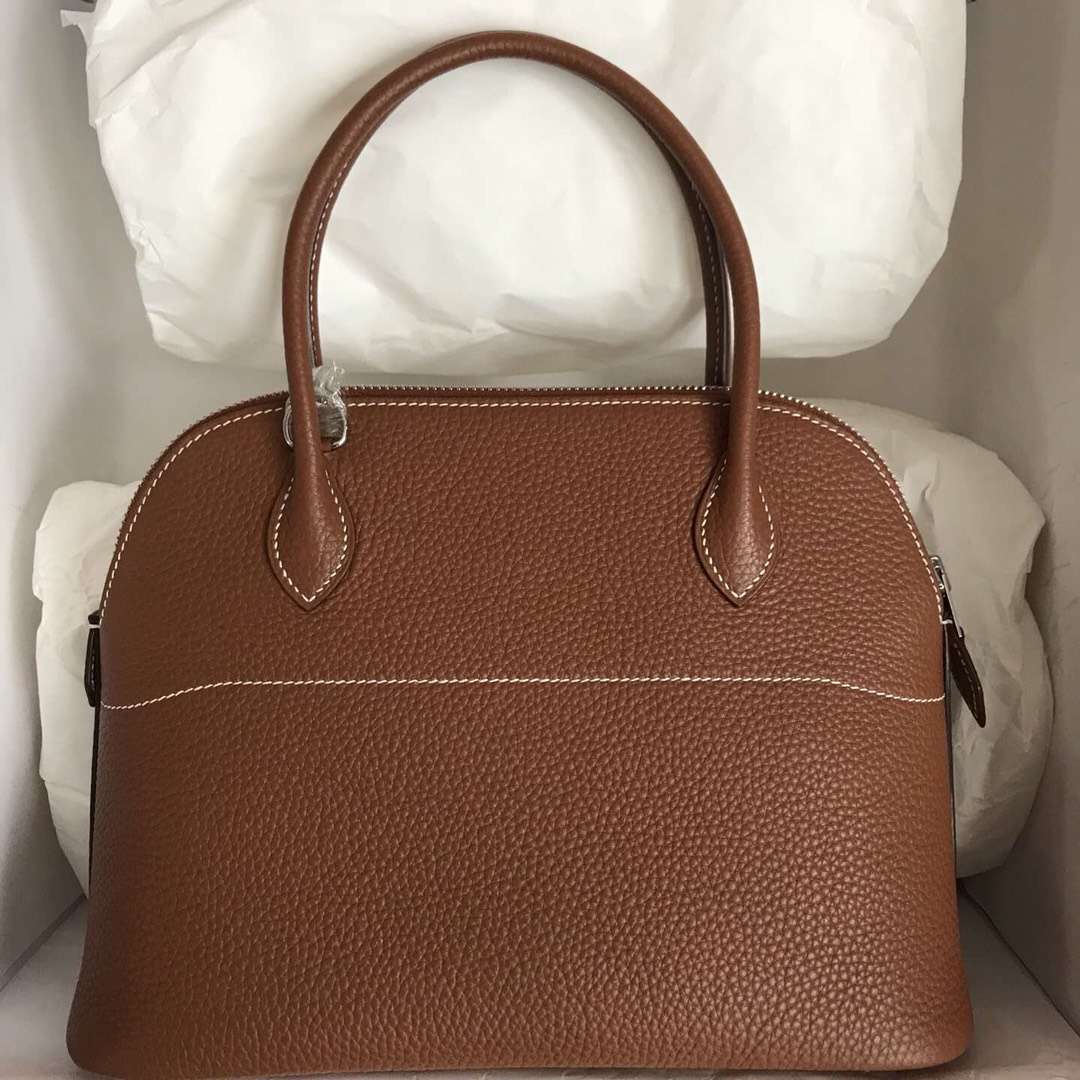 Wholesale Hermes CK37 Gold Togo Calfskin Bolide Tote Bag27CM Silver Hardware