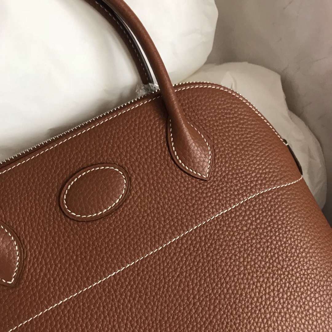 Wholesale Hermes CK37 Gold Togo Calfskin Bolide Tote Bag27CM Silver Hardware