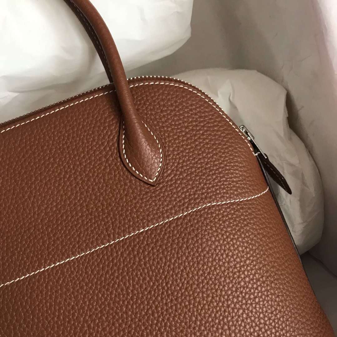 Wholesale Hermes CK37 Gold Togo Calfskin Bolide Tote Bag27CM Silver Hardware