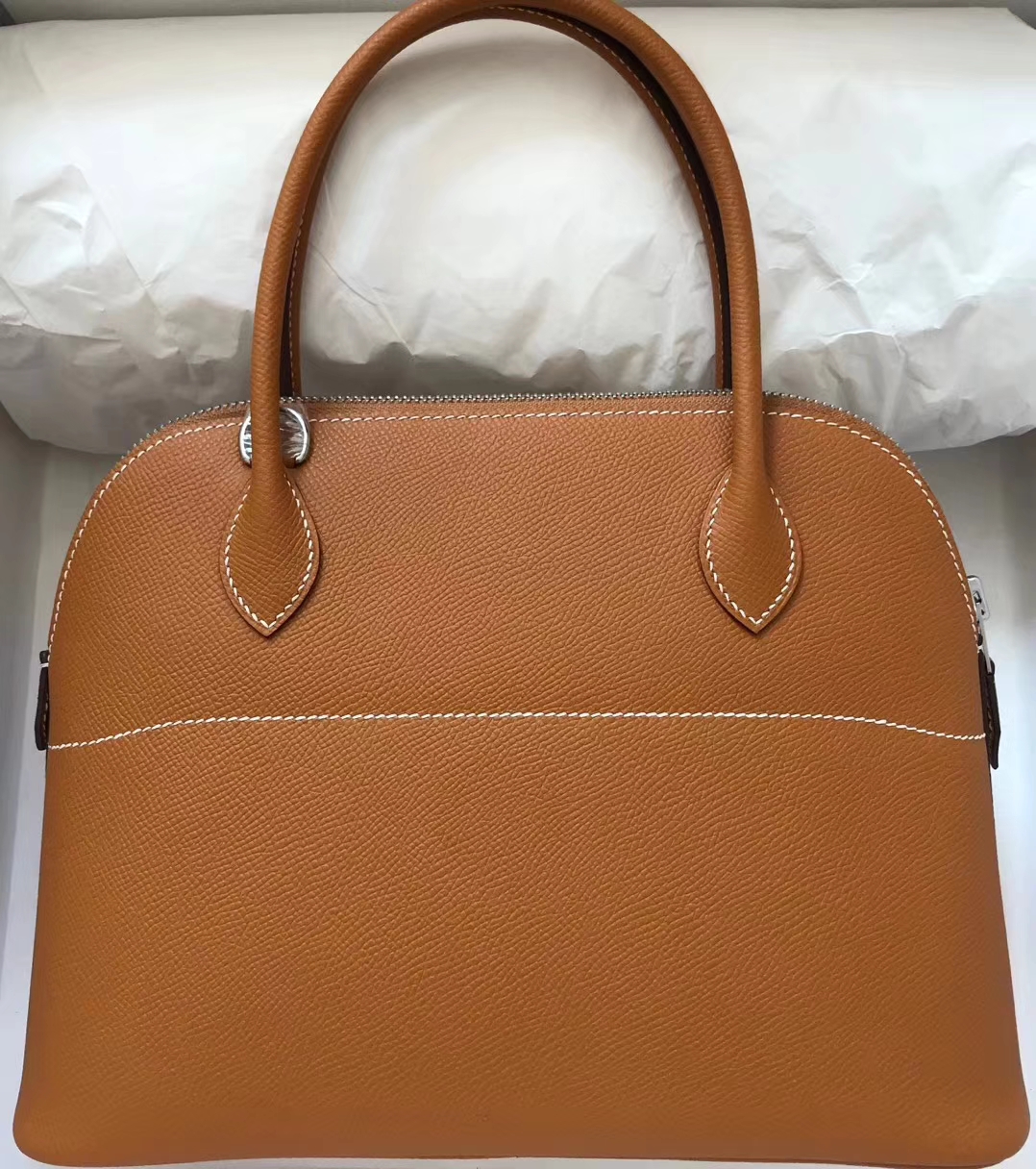 Wholesale Hermes CK37 Gold Epsom Calf Bolide Bag27CM Silver Hardware