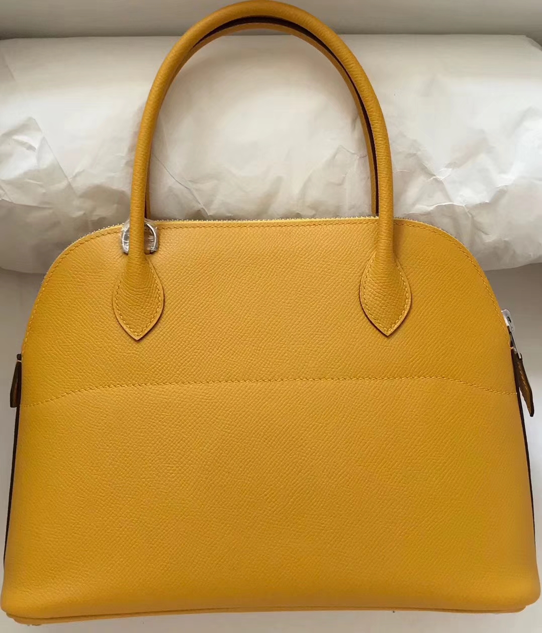 Discount Hermes Epsom Calf Bolide Bag27CM in 9D Ambre Yellow Silver Hardware