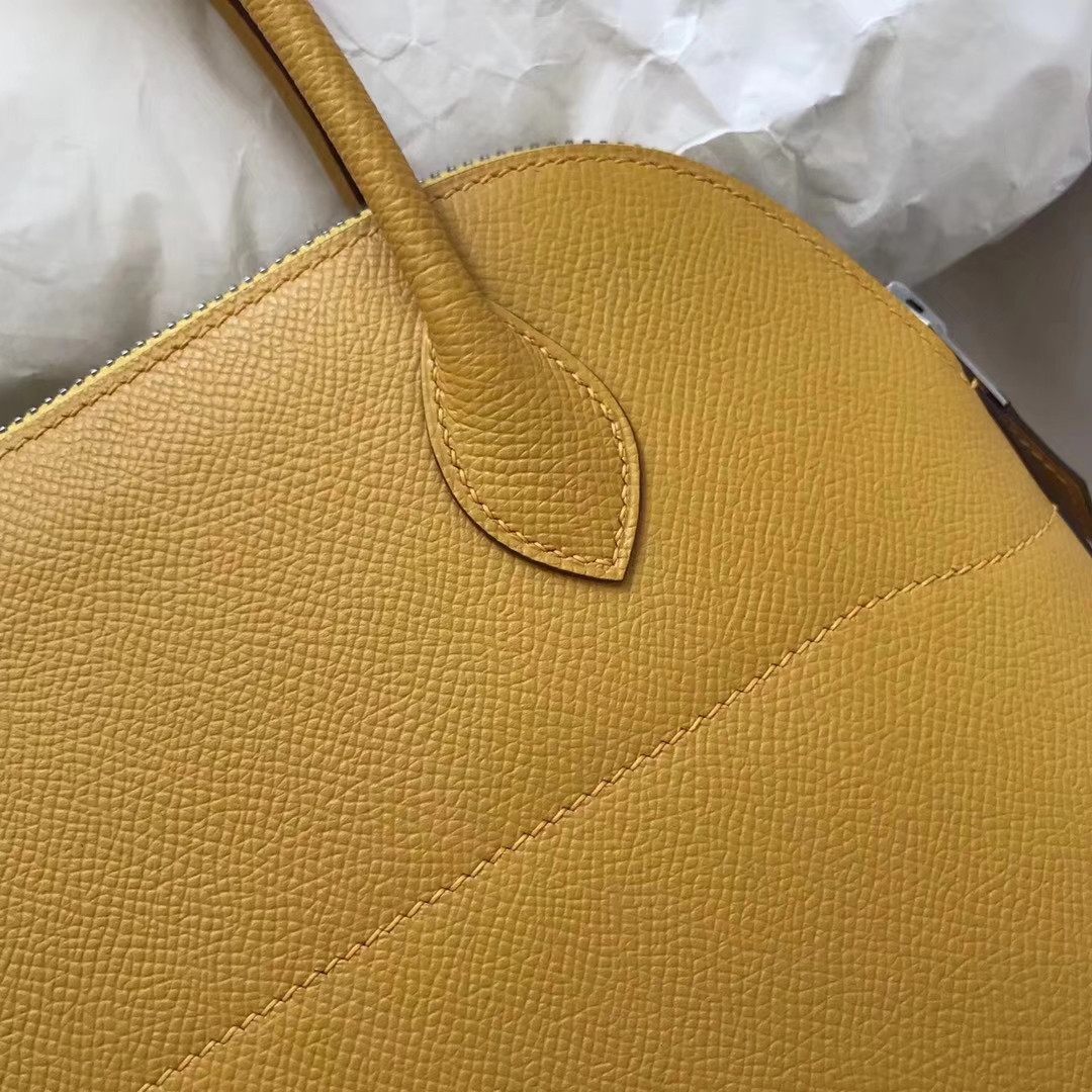 Discount Hermes Epsom Calf Bolide Bag27CM in 9D Ambre Yellow Silver Hardware