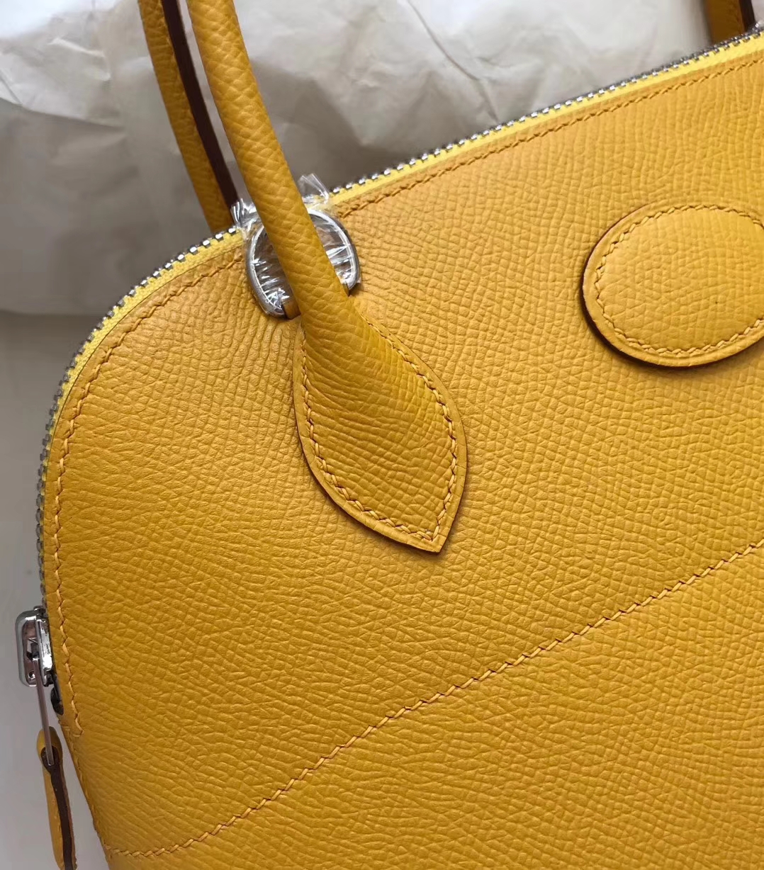 Discount Hermes Epsom Calf Bolide Bag27CM in 9D Ambre Yellow Silver Hardware
