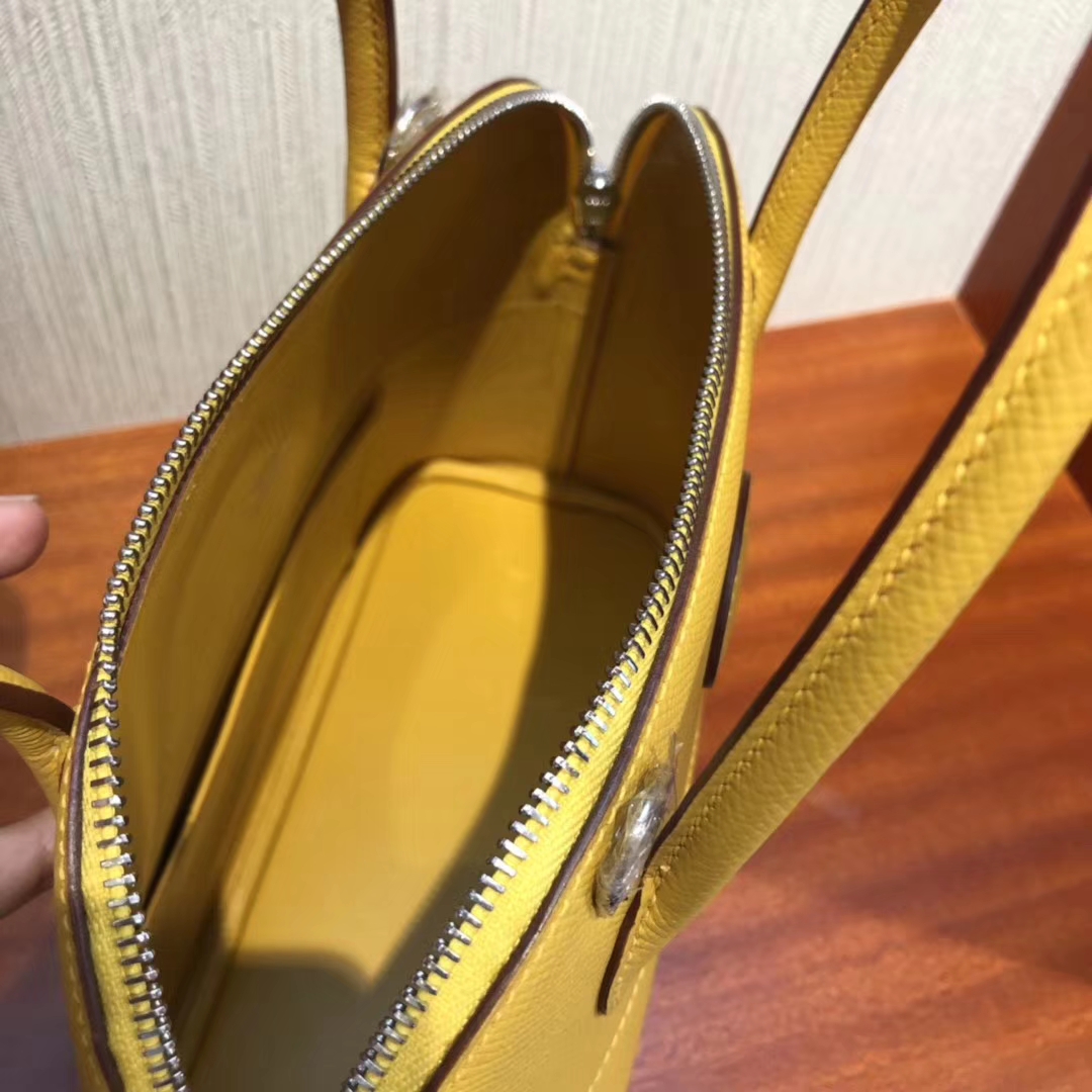 Fashion Hermes Epsom Calf Bolide Tote Bag in 9D Ambre Yellow Silver Hardware