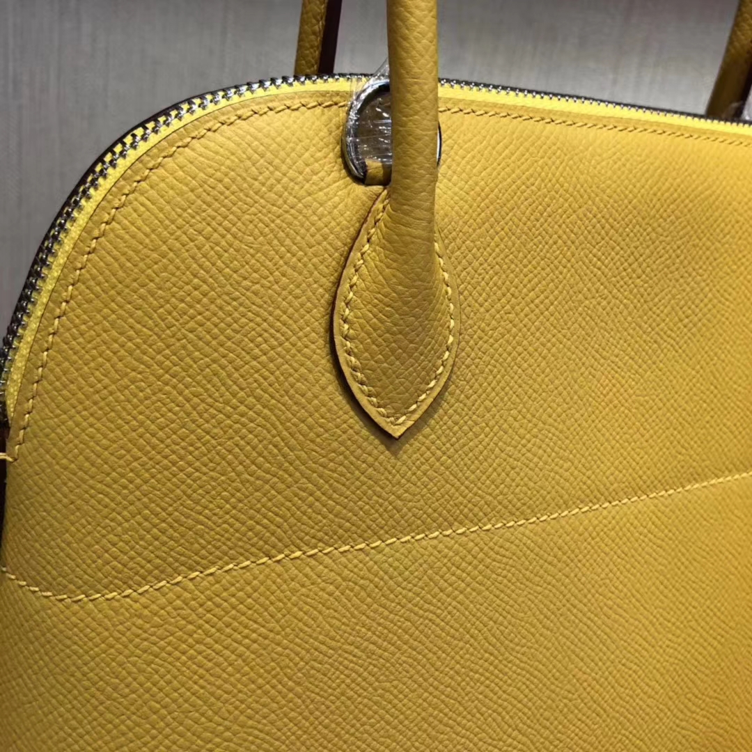 Fashion Hermes Epsom Calf Bolide Tote Bag in 9D Ambre Yellow Silver Hardware