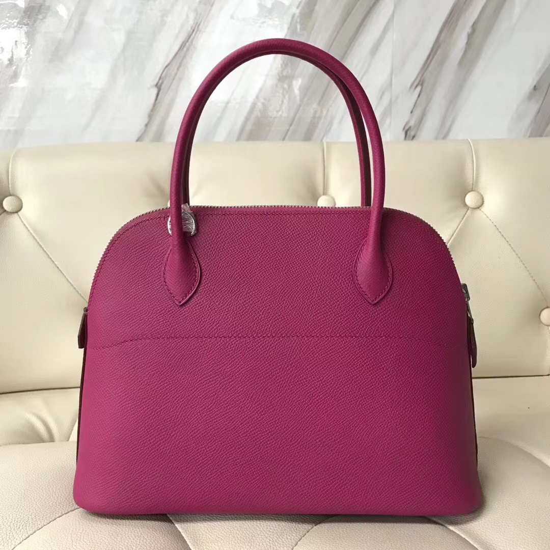 Sale Hermes Epsom Calf Bolide27CM Bag in L3 Rose Purple Silver Hardware