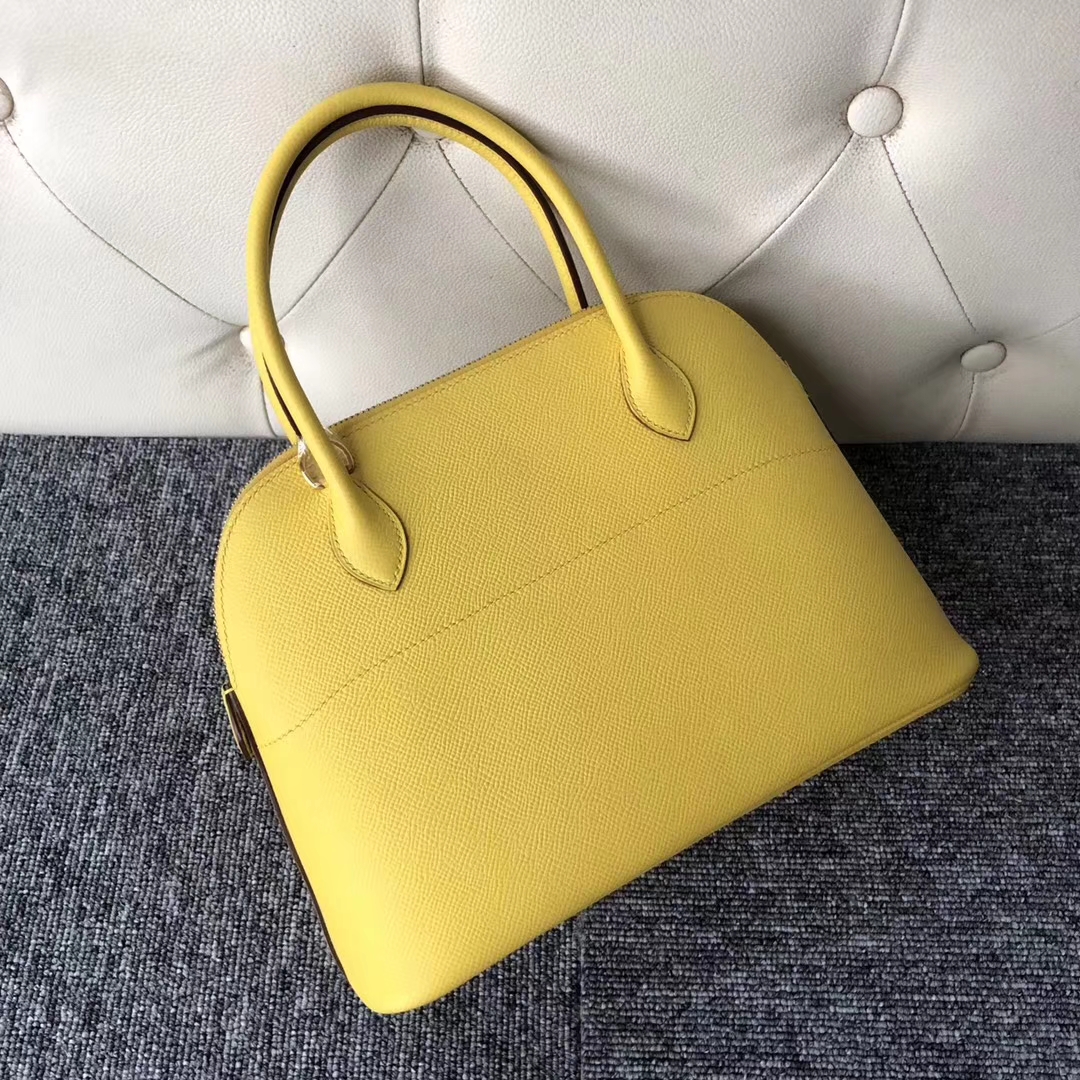 Stock Hermes 9o Jaune de Naples Epsom Calf Bolide27CM Tote Bag Gold Hardware